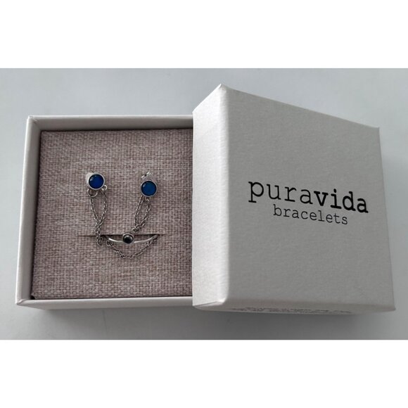 Pura Vida Mood Chain Wrap Earrings & Ring Set Size 7 Silver Tone - Picture 1 of 3